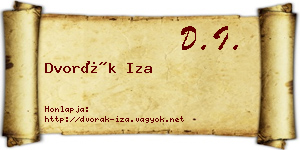 Dvorák Iza névjegykártya